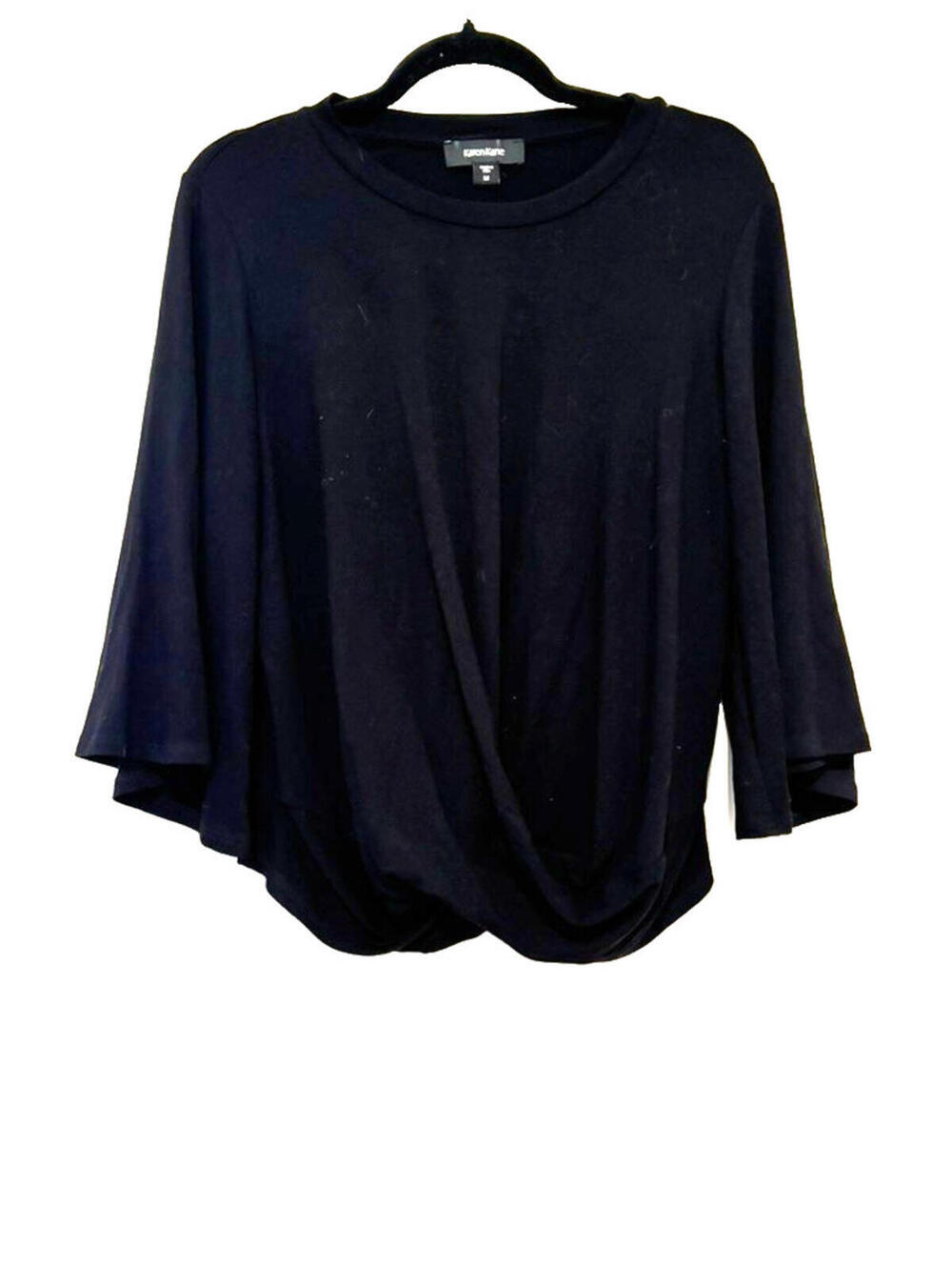 Karen Kane sz M black 3/4 bell sleeve all stretch shirt FF